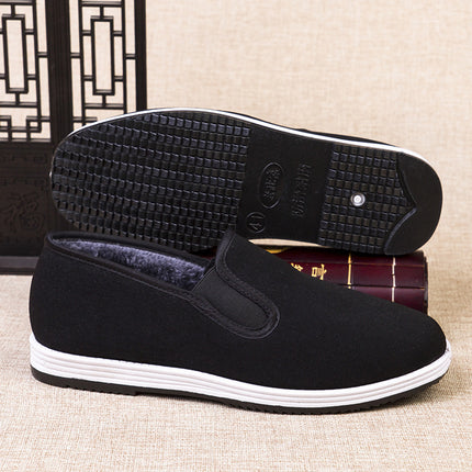 Autumn and Winter Old Beijing Cloth Shoes Fleece-Lined Thickeneded Cotton Shoes Men's Wholesale Work Driving Warm Middle-Aged and Elderly Non-Slip Men's Shoes