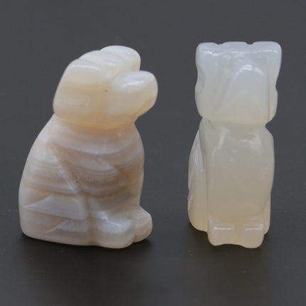 1in Puppy Crystal Agate Stone Mini Carved Small Animal Semi-Precious Stone Crafts Dog Small Ornaments