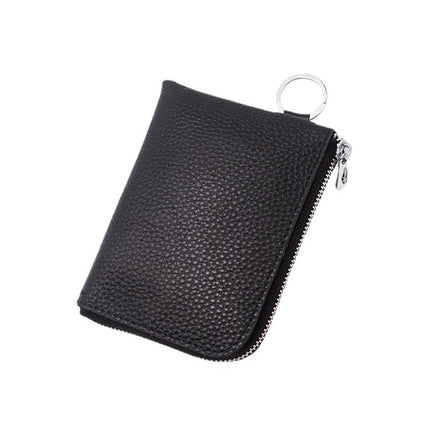 First-Layer Cowhide Zipper Coin Purse Bank Card Coin Small Leather Bag with Key Ring Mini Genuine Leather Coin Purse Wholesale