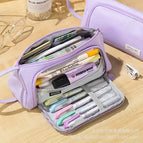Oxford cloth triangle pencil case [purple]