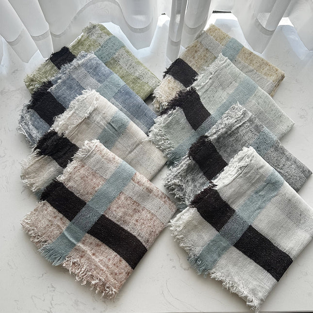 New Wool Scarf for Women, European and American Style, Fresh and Long, Short Fringe Scarf, Plain Border Long Scarf, Spray-Dyed Shawl for Women