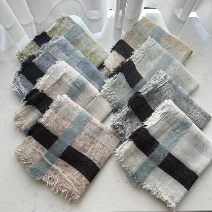 New Wool Scarf for Women, European and American Style, Fresh and Long, Short Fringe Scarf, Plain Border Long Scarf, Spray-Dyed Shawl for Women