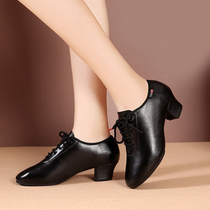 New Adult wine red Square Dance Shoes Genuine Leather Women's Soft-soled Teacher's Shoes Sarman Dance Shoes Latin Dance Shoes
