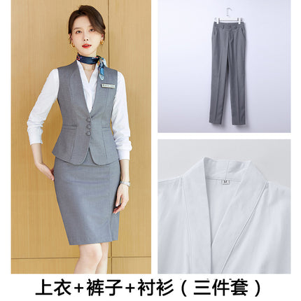 Spring Clothing Professional High-end Vest suit Temperament New Hotel Front Desk Attendant Work Clothes Sales Workwear Uniform