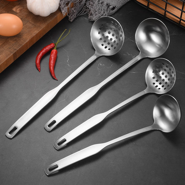304 Stainless Steel Soup Spoon Hot Pot Colander Household Thickened Large Spoon Long Handle Porridge Spoon Porridge Spoon Drinking Soup Spoon