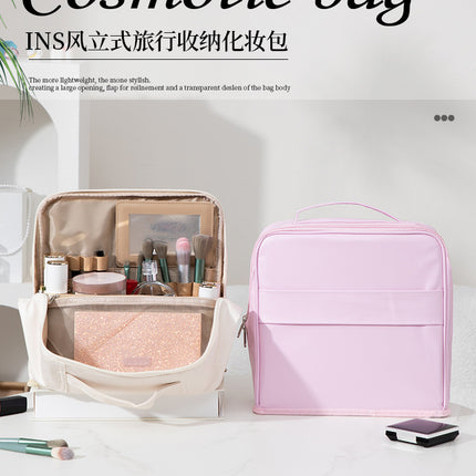 Stand-Up Cosmetic Bag, Large-Capacity Pencil Case, Women's Bag, Travel Storage Bag, Waterproof and Wear-Resistant, Can Be Hung on Luggage Bags