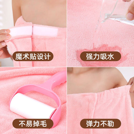 Thickened and Enlarged Coral Velvet Women's Bath Skirt, Wearable Bath Towel, Adult Velcro Strap Tube Top, Soft and Highly Absorbent, Wholesale from Manufacturer