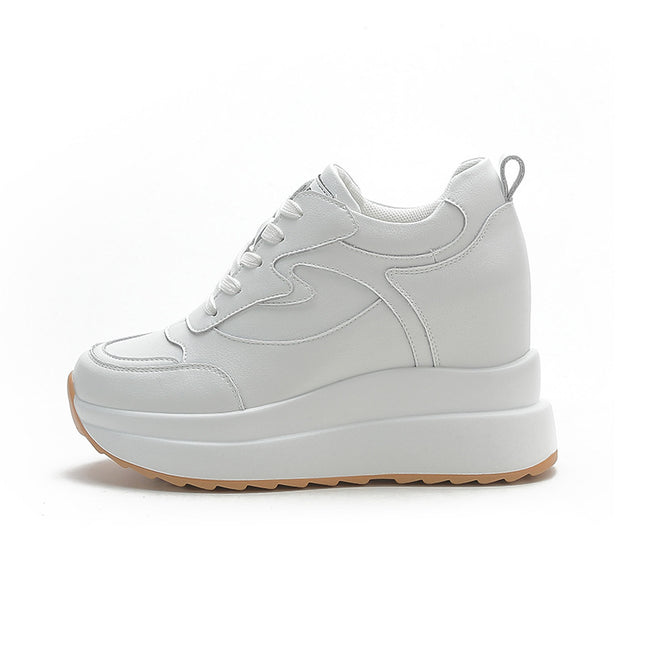 Trendy Sunday 2025 Autumn New Single Shoes Wholesale Thick-Soled Platform Inner Heightening Casual White Shoes Women's Shoes