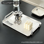 Hose-medium milky white silver edge square anti-fall tray (31x22)