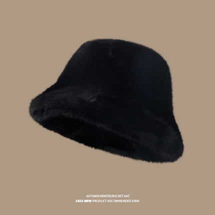 Plush Fisherman Hat for Women, New Autumn/Winter Korean Style, Versatile, Warm, Winter Cold Protection, Ear Protection Bucket Hat