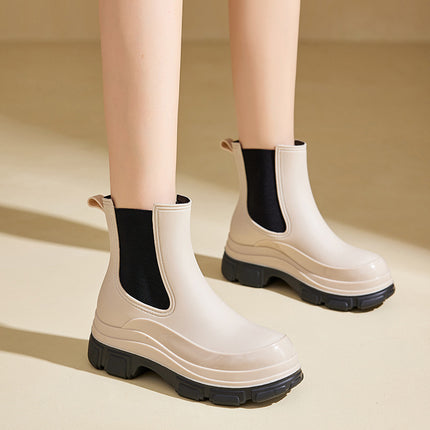 Cross-Border Fashion Rain Boots Women's Waterproof Shoes Martin Boots Thick-Soled Rain Boots Chelsea Non-Slip Water Boots Rubber Shoes for Outer Wear