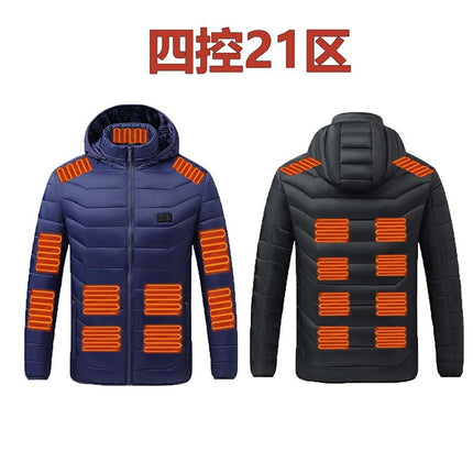 Cross-Border Exclusive Supply of Winter Four-Control Twenty-One Constant Temperature Smart Heating Jacket, Youth Casual Heating Clothing, Heated Clothing for Men and Women