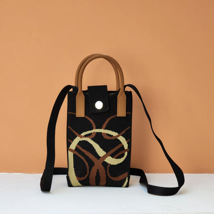 2026 Knitted Mobile Phone Bag, Small Square Bag, Versatile Crossbody Bag, Handbag, Commuting Casual, Artistic National Style