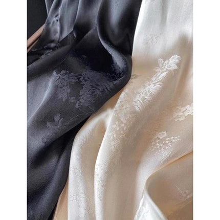 High-End Surplus Satin Drape Acetate Wide-Leg Pants for Women, Loose White Jacquard Straight-Leg Ice Silk Trousers