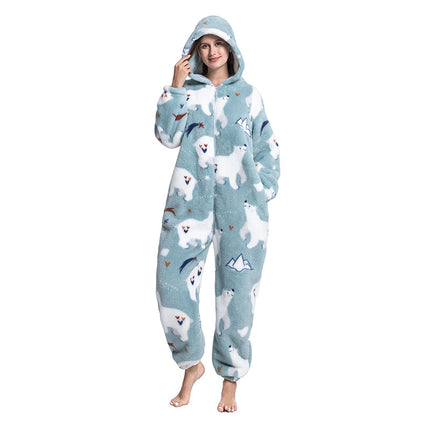 Mixed Wholesale Autumn and Winter Cotton Velvet Animal Cartoon Siamese Pajamas Thickened Men and Women Couple Home Clothes Tianma Adult
