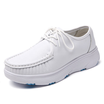 in stock nurse shoes women's soft bottom not tired feet spring and autumn breathable lace thick bottom white black work shoes for cross-border foreign trade