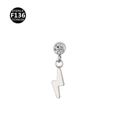 New pendant lip nail 0.9 teeth F136 titanium alloy moon lightning cone lip nail ear bone nail tragus 5A zircon