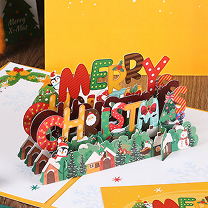 Amazon Christmas 3D greeting card paper carving creative blessing thank you message card gift paper card cardboard wholesale
