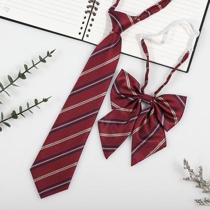 Japanese and Korean striped jk/dk college style men's and women's red cyanotic gray blue shirt accessories tie-free collar suit