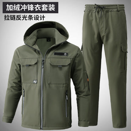 New fleece-lined Jacket Waterproof Wind-Resistant Outdoor Mountaineering Suit Warm Thickened Workwear Workwear for Men and Women