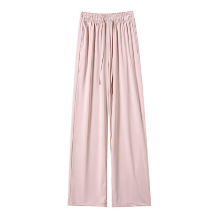 Ice Silk Sun-Protective Wide-Leg Pants for Women 2026 Summer High-Waisted Drapey Cool Pants Thin Slimming Straight-Leg Casual Pants