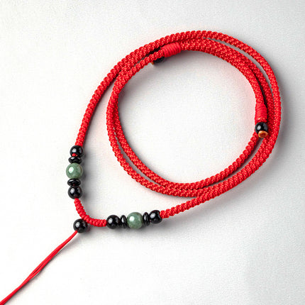 Artisan Obsidian Agate Emerald Pendant Rope Hand-woven Necklace Rope Men's and Women's Pendant Neck Pendant with Rope
