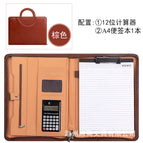[leather surface] brown/12-digit calculator/portable manager clip/1 + 1 sticky note