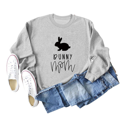 Amazon Cross-Border Export European and American Fashion Bunny Mom Fun Casual Women's Loose Long-Sleeved Round Neck Sweatshirt