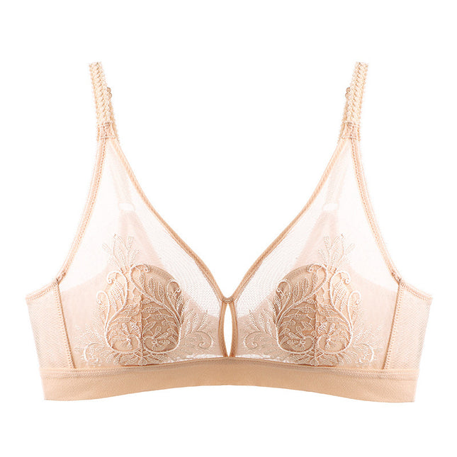 2181# Crystal Cup Lightweight Comfortable Breathable Push-up Bra Sexy Lace Anti-bump No Steel Ring Large Size Underwear