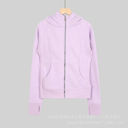 Lulu Original Scuba Cardigan Full Zipper Slim Long-Sleeved Hoodie Hooded Jacket Jacket Sweatshirt Women's Top