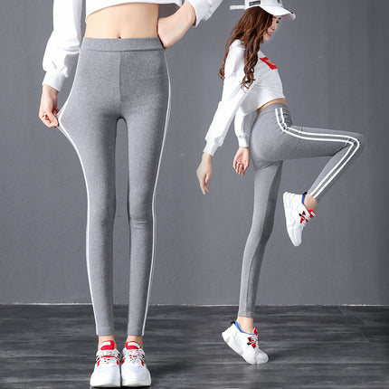 Spring and autumn stretch knitted leggings women's slim fit plus size parallel bars pencil pants casual running pants sports long pants