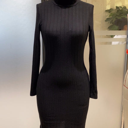 European and American Cross-Border Women's Clothing 2025 Autumn and Winter New Solid Color Casual Slim-Fit Home Dress Factory Direct Sales