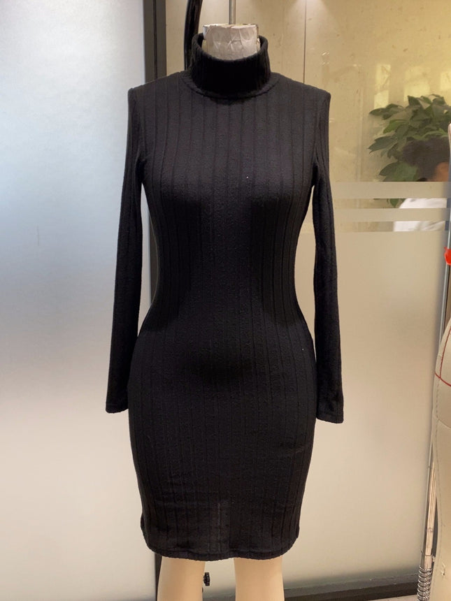 European and American Cross-Border Women's Clothing 2025 Autumn and Winter New Solid Color Casual Slim-Fit Home Dress Factory Direct Sales