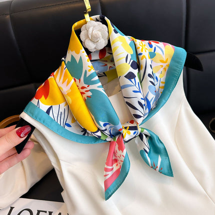 Simulated Silk Printed Silk Scarf for Women, Korean Cashew Leopard Print Headscarf, Four-Season Scarf, Professional Scarf Wholesale