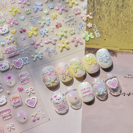 Shell Light Cute Balloon Puppy Nail Art Sticker Embossed 3D New 5D Stereo Kidsren's Nail Sticker Decoration