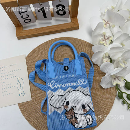 Girl's Heart-Shaped Knitted Crossbody Bag