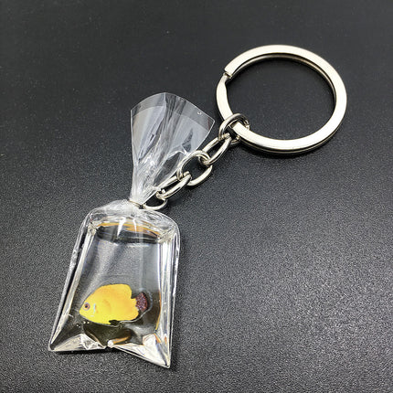 Creative Water Bag Fish Pendant Key Chain Novelty Goldfish Jewelry Backpack Pendant Keychain 7432