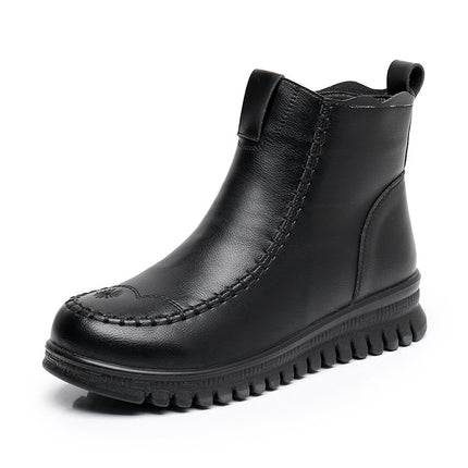 Mother Shoes Winter Cotton Shoes fleece-lined Middle-aged and Elderly Leather Shoes Women's Shoes Autumn and Winter Non-slip Ankle Boots for Elderly Middle-aged Winter Shoes Warm Warming