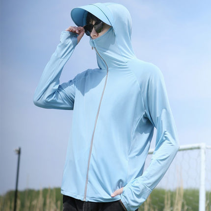 Summer Outdoor Travel Fishing Face-Covering Hooded Biking Anti-Ultraviolet Sun Hat Sunscreen Clothing Men's Ice Silk Sunshade