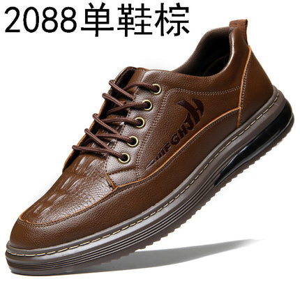 Autumn 2023 New Black Men's Business Casual Leather Shoes Men's Korean Style Youth Board Shoes Lace Breathable Men's Shoes
