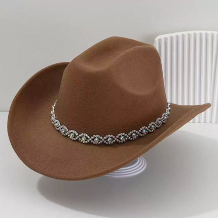 Solid Color Light Board Felt Western Cowboy Hat Outdoor Autum Hat Women's Simple French Hat Men's High-End