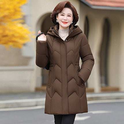 Grandma's Winter down Jacket, Mid-Length Thickeneded Winter Jacket for the Elderly, New Mother's Jacket for Grandma