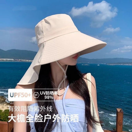 * Sunscreen Hat Summer Brim Outdoor Shawl New Fisherman Hat Face-Covering Neck-Protecting Sunshade Hat UV Sun