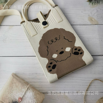 Girl's Heart-Shaped Knitted Crossbody Bag