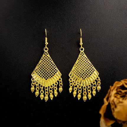 Ethnic Style Peacock Earrings for Women Gold Bell Tassel Earrings Bohemian Leaf Pendant Scenic Spot Earrings Wholesale
