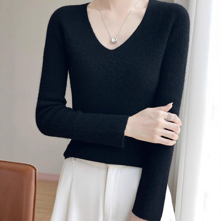 High-End Seamless V Neck Knitwear, First-Line Garment Technology Without Side Seams, Slimming Look Layering Artifact, Direct Supply from the Manufacturer