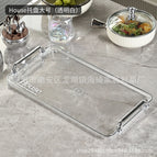Hose-large transparent silver-edged square tray (41x22)