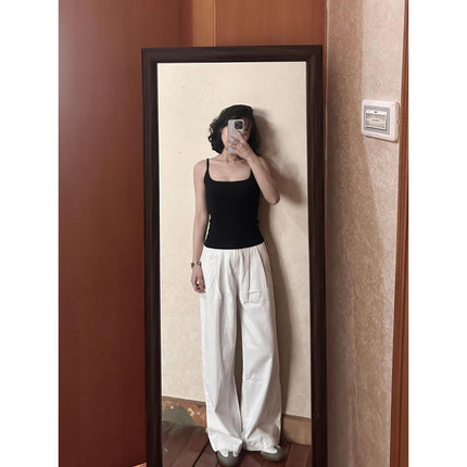 2025 New Korean Style Jeans for Women, High-Waisted, Loose, Slimming, Pleated Design, Wide-Legged, Loose Floor-Length Trousers