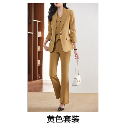 Blue suit suit female 2024 spring and autumn long sleeve professional self-cultivation temperament goddess fan manager white collar tooling suit