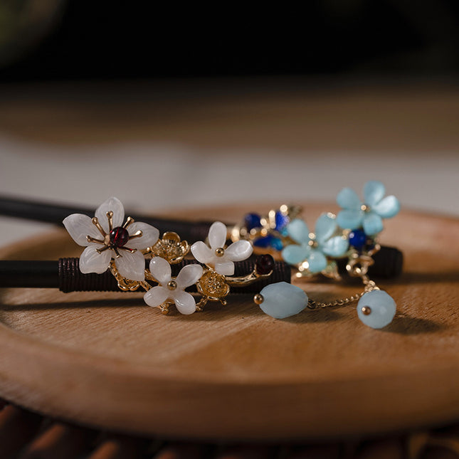 Antique Hairpin Tassel Step Wooden Hairpin Imitation Ebony Headwear Disc Hair Han Clothes Accessories Hair-pulled Ancient Clothes Hair Women